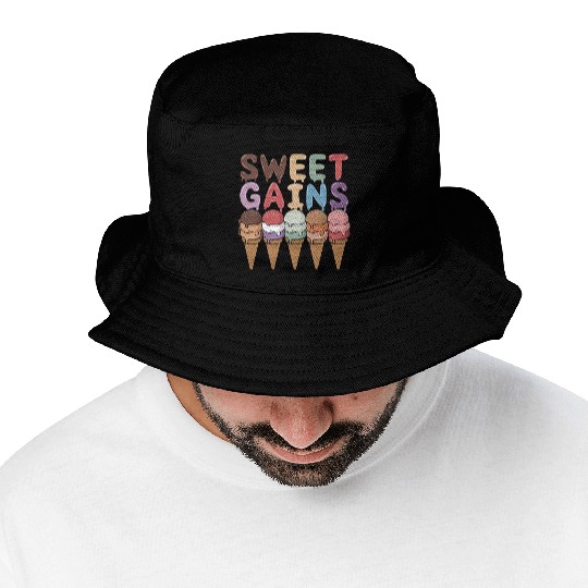 Sweet Gains A sweet gift for ice cream and sports Bucket Hats