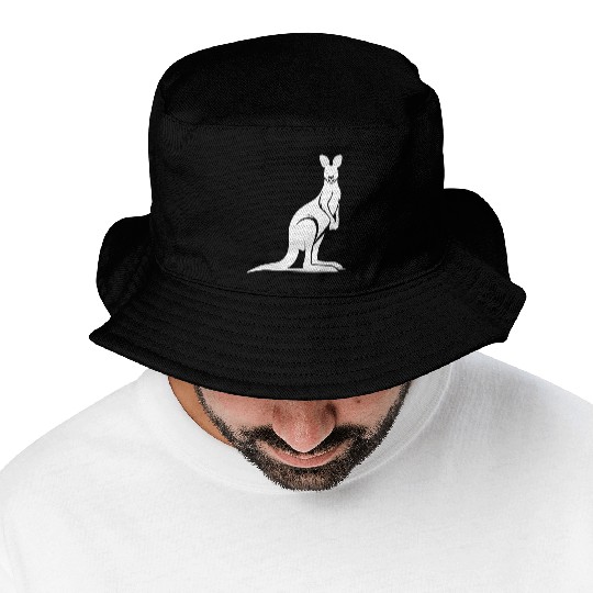 Wild Animal Silhouette With Typical Kangaroo Pose Bucket Hats