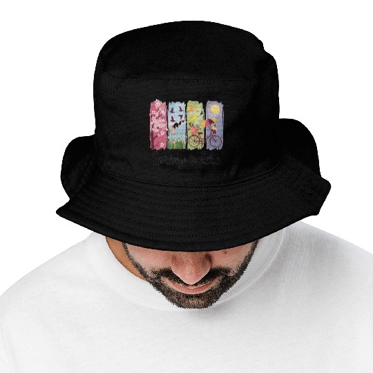 Spring Magic – Flowers, Bicycle & Nature Bucket Hats