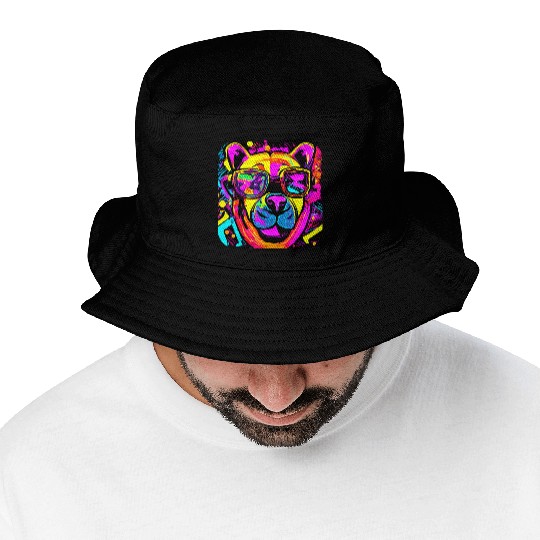 Neon Style 80s Rave Party Glow Bucket Hats