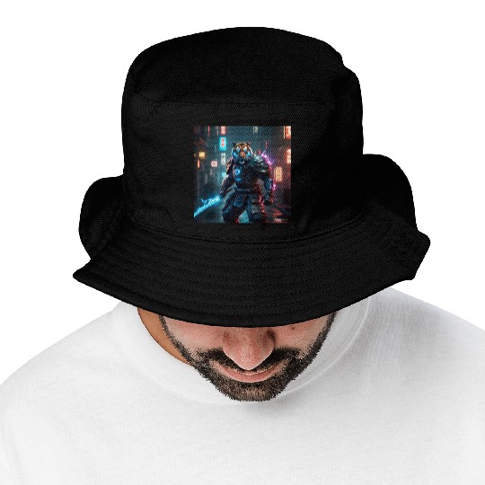 Fantastic warrior samurai tiger Bucket Hats