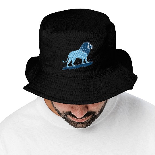 Star of David Pattern 2 Lion of Judah Bucket Hats