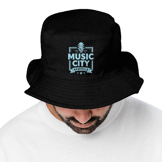 Music City Nashville Guitar Tennessee Bucket Hats
