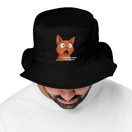 Funny Shocked Cat Meme Bucket Hats