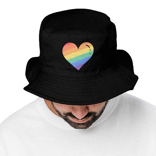 Rainbow Pride Heart Bucket Hats