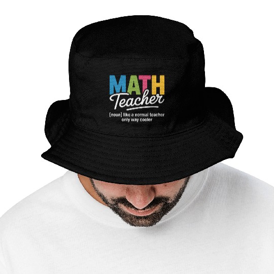 Colorful Math Teacher Illustration Bucket Hats