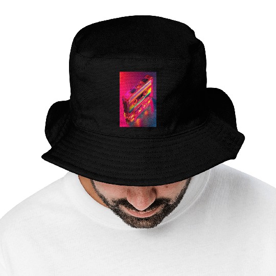 Neon Rainbow Cassette Tape Bucket Hats