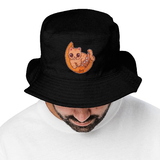 Cozy Autumn Cat on Pumpkin Moon Bucket Hats