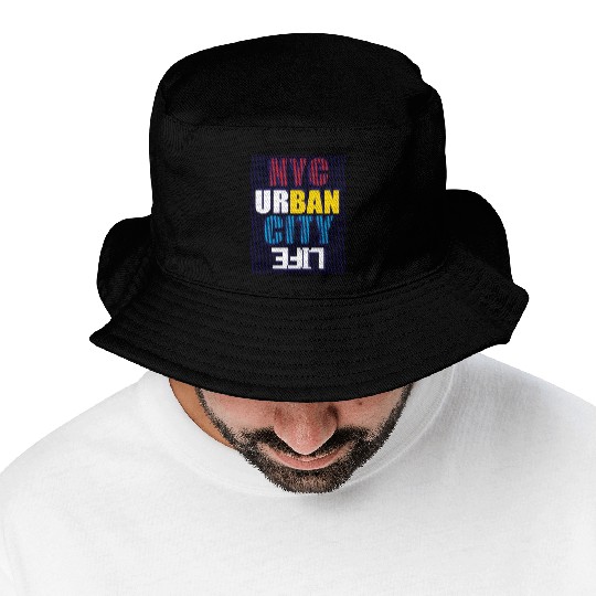 Vibrant NYC Urban City Typography life Bucket Hats