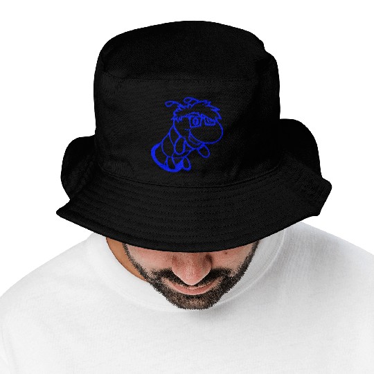Nerd caterpillar peeks through hole Geek worm cool Bucket Hats