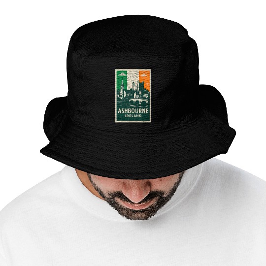 Irish Villagescape with Castle and Church Bucket Hats