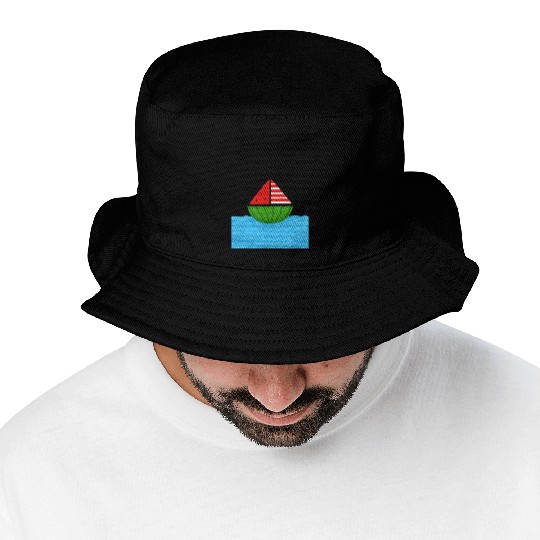 Watermelon Sailboat with Humanity Wins Quote Bucket Hats