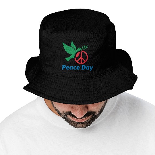 Peace Day Dove with Olive Branch Bucket Hats