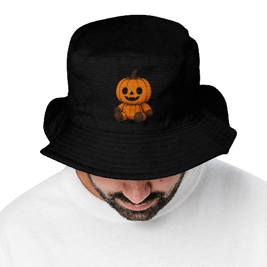 Pumpkin Plush Toy with Jack-o'-Lantern Face Bucket Hats