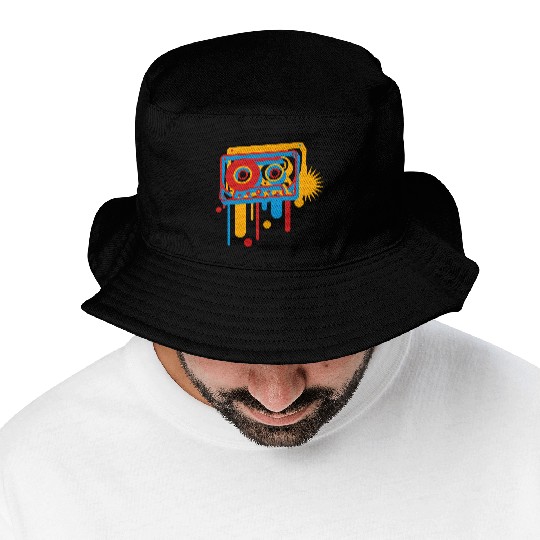3D music cassette in graffiti style Bucket Hats
