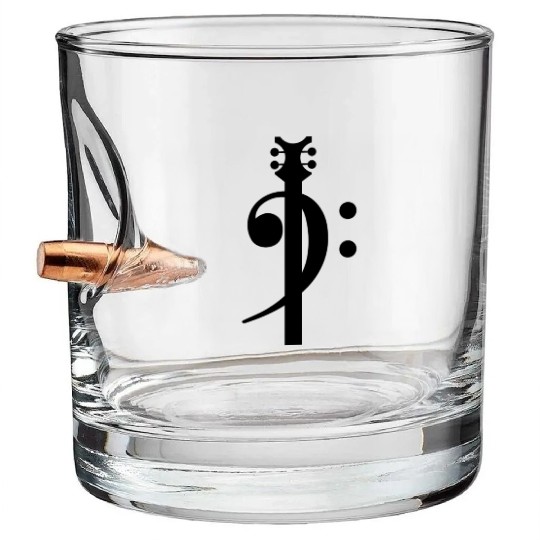 Bass clef w/Bass guitar Bullet Whiskey Glasses