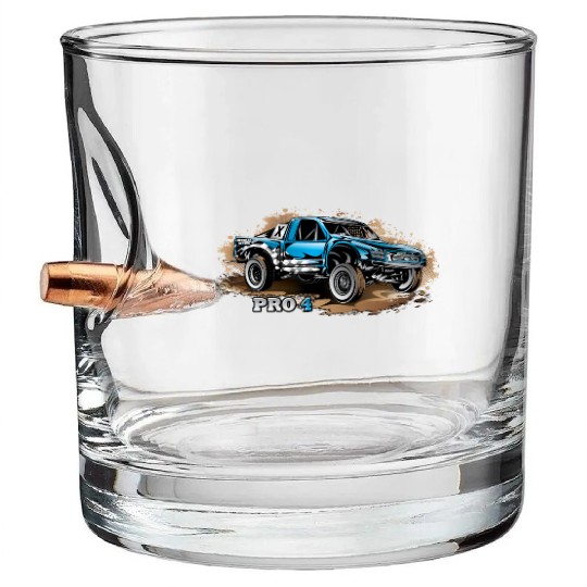 Pro4 Race Truck Blue Bullet Whiskey Glasses