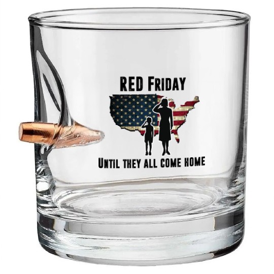 RED Friday (black letters) Bullet Whiskey Glasses