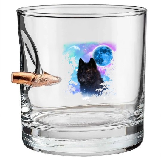 Black Wolf MidNight Forest Bullet Whiskey Glasses