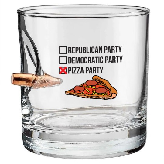 Republican Party vs Democratic Party vs Pizza Part Bullet Whiskey Glasses