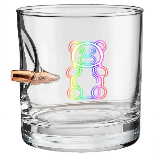 Neon Rainbow Gummy Bear Bullet Whiskey Glasses