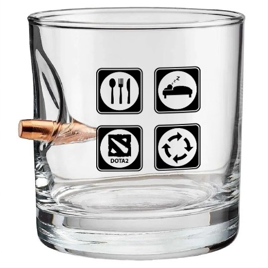 Eat Sleep DOTA2 Repeat Bullet Whiskey Glasses