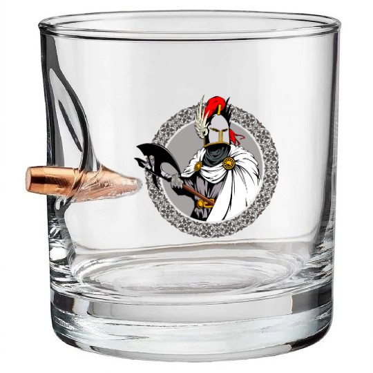 ancient warrior Sparta ax helmet raincoat pattern Bullet Whiskey Glasses