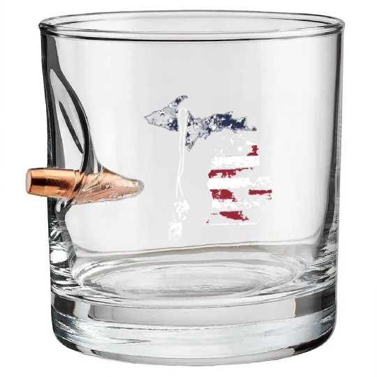 Michigan Honors Veterans Bullet Whiskey Glasses