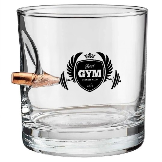 gym logo Bullet Whiskey Glasses
