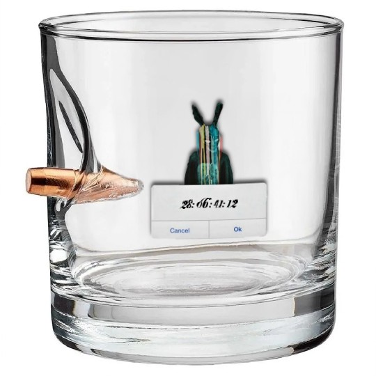 DONNIE DARKO COUNT DOWN TIME ALERT WITH BUNNY MAN Bullet Whiskey Glasses