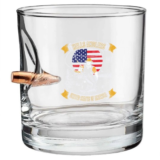 HELLS ANGLERS USA fishermen angler used look Bullet Whiskey Glasses