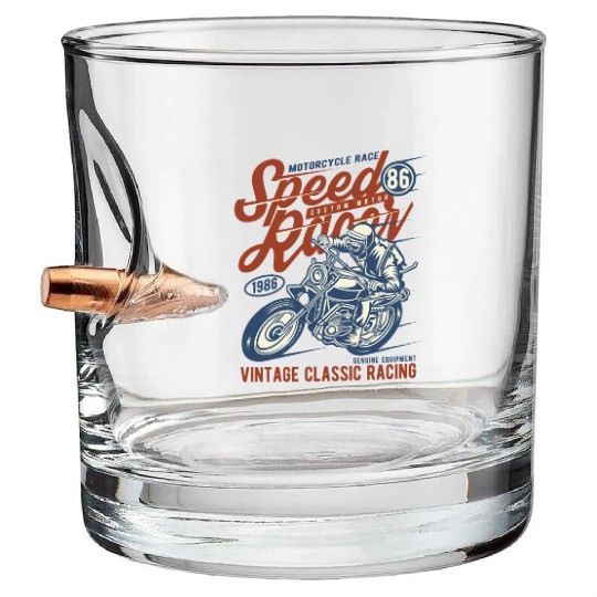 Speed Racer Vintage Classic Racing Bullet Whiskey Glasses