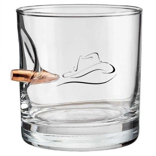 cowboy ranger rancher sheriff horse cowgirl wester Bullet Whiskey Glasses