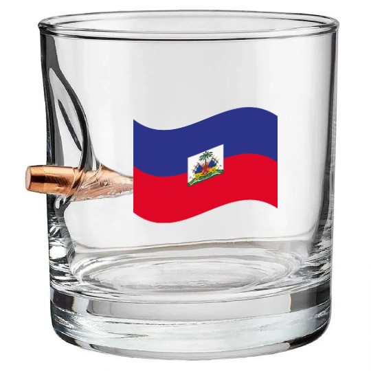 flag haiti Bullet Whiskey Glasses