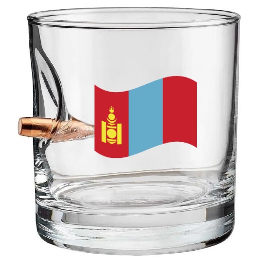 flag mongolia Bullet Whiskey Glasses