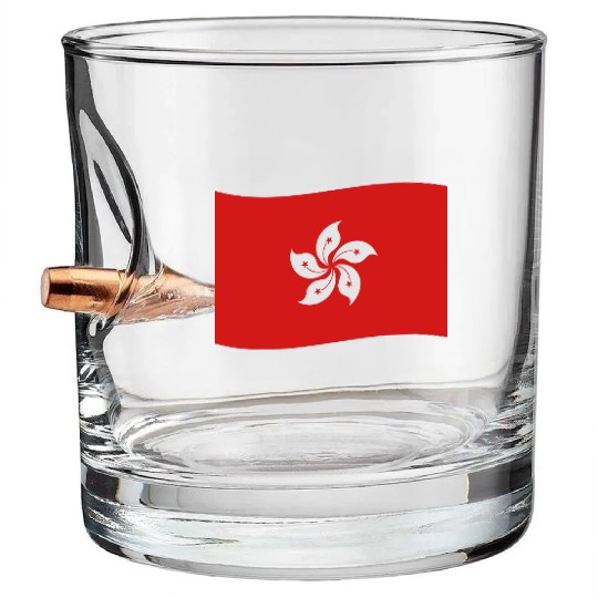 flag hong kong Bullet Whiskey Glasses