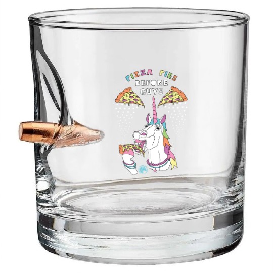 Pizza Pies Before Guys Unicorn Outline Bullet Whiskey Glasses