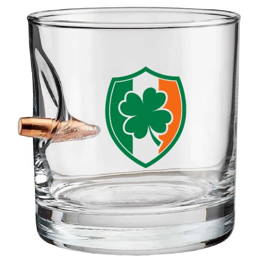 Ireland Flag - Irish - Ire -St Patricks day-Clover Bullet Whiskey Glasses