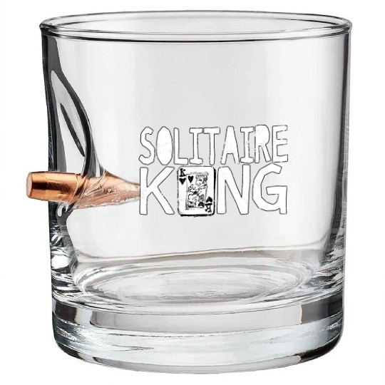 Solitaire King Card Games Fun Bullet Whiskey Glasses