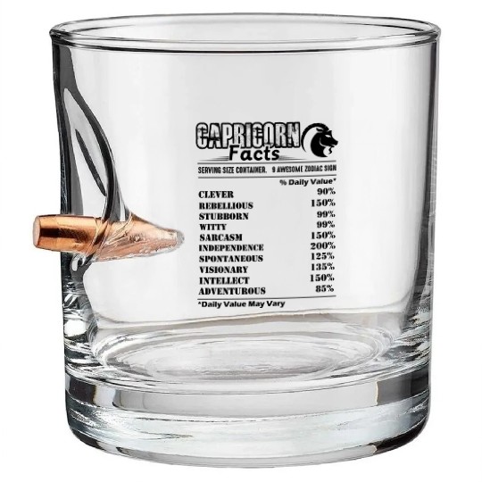 Capricorn Bullet Whiskey Glasses - Capricorn Facts Bullet Whiskey Glasses