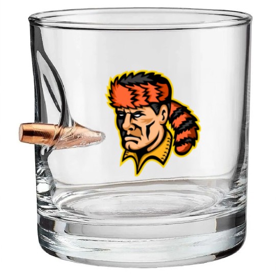 Davy Crockett Mascot Bullet Whiskey Glasses