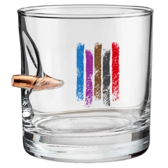 Jiu Jitsu Design United Belts of Jiu Jitsu Vertical Light Martial Arts Bullet Whiskey Glasses