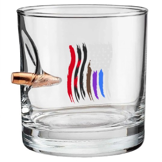 Jiu Jitsu BJJ Flags Vertical Light Bullet Whiskey Glasses