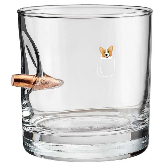 Corgi In Pocket Funny Cute Puppy Big Happy Smile Bullet Whiskey Glasses