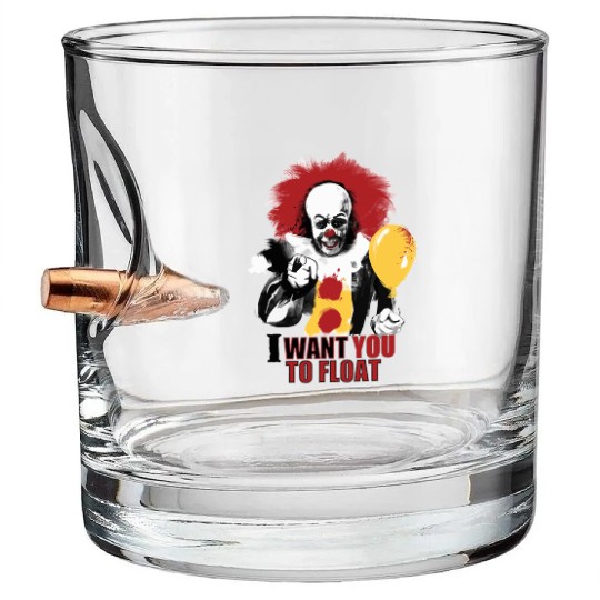Creepy Pennywise LIGHT Version Art Character Bullet Whiskey Glasses