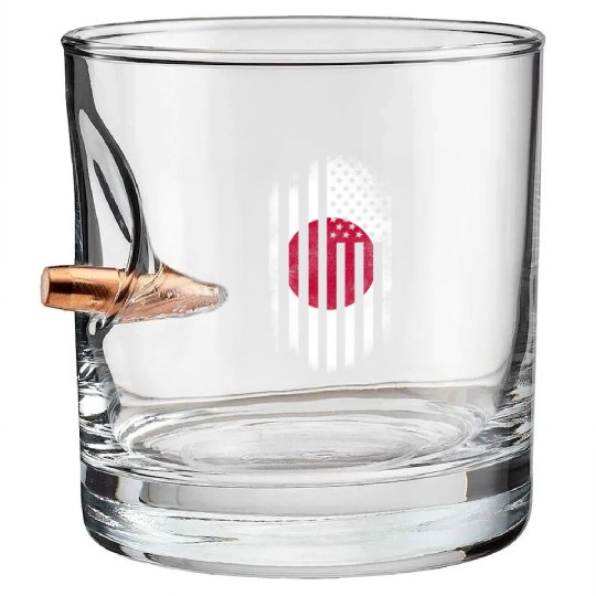 Japanese American Flag Japan and USA Design Bullet Whiskey Glasses