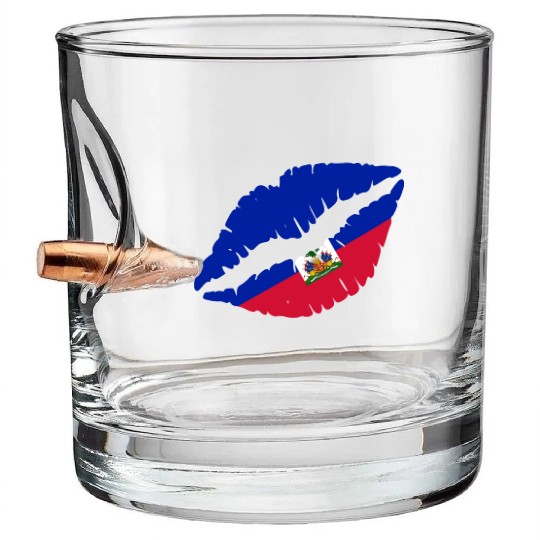 Haiti Kiss Flag Club Soccer Gift Idea Birthday Bullet Whiskey Glasses