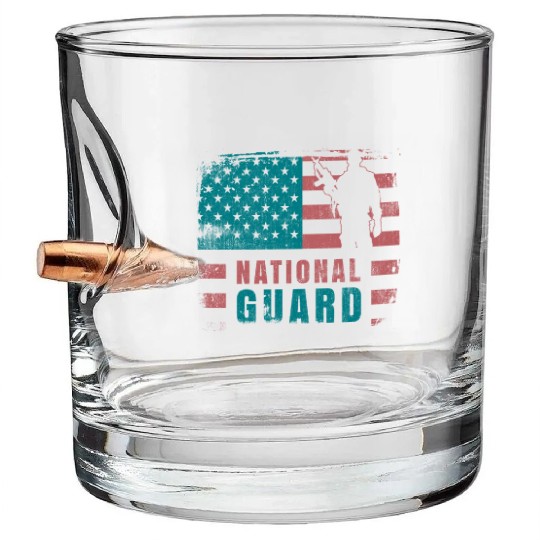 National Guard Veteran Bullet Whiskey Glasses
