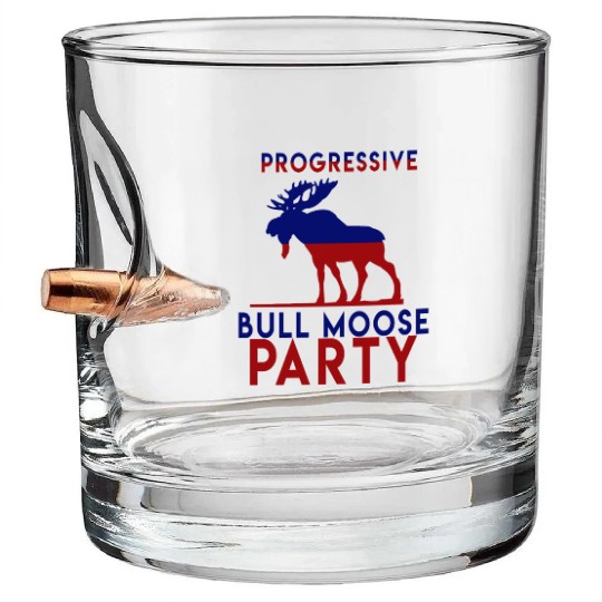 Bull Moose Party Progressive Teddy Roosevelt Bullet Whiskey Glasses
