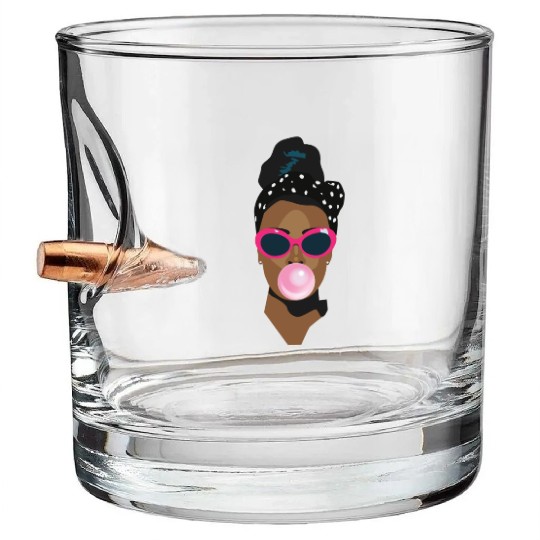 Trudy’s Creative Retro b/w Polka Dot Girl Bullet Whiskey Glasses